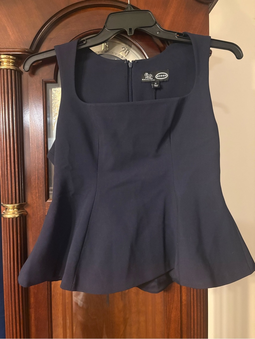 The Devil Wears Prada Navy Square-Neck Peplum Top